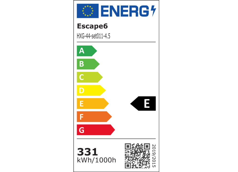 LED svetlo hexagon - 336x238 cm 4500K - energetický štítok