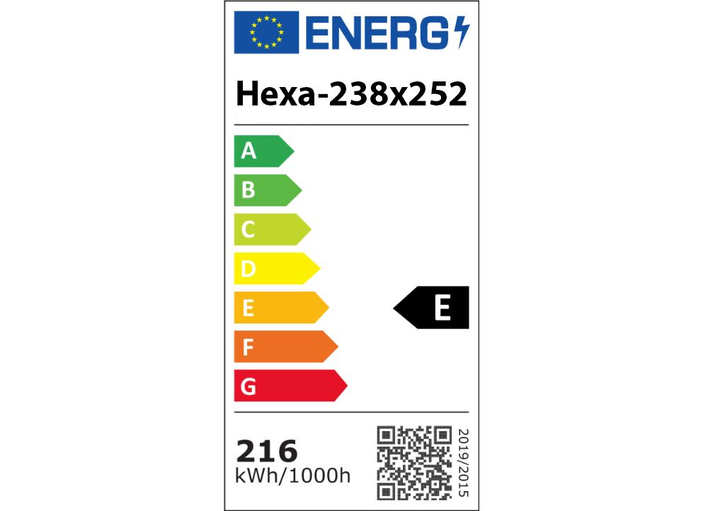 LED svetlo hexagon - 238x252 cm - energetický štítok