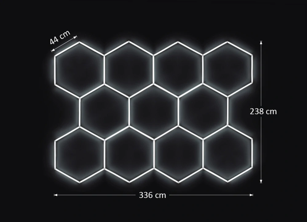LED svetlo hexagon - 336x238 cm