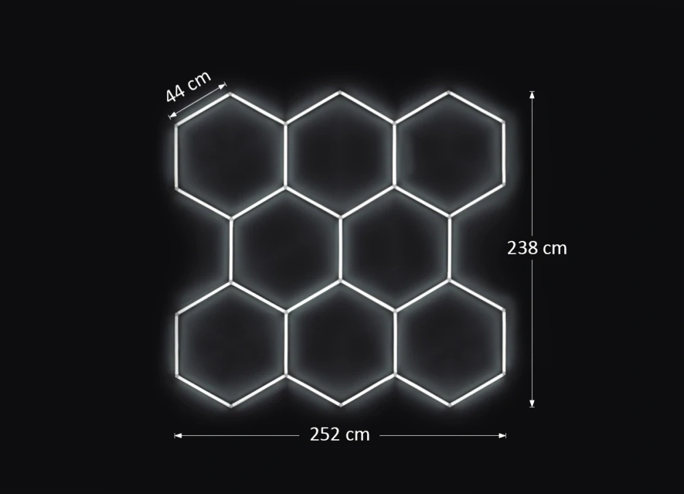 LED svetlo hexagon - 252x238 cm