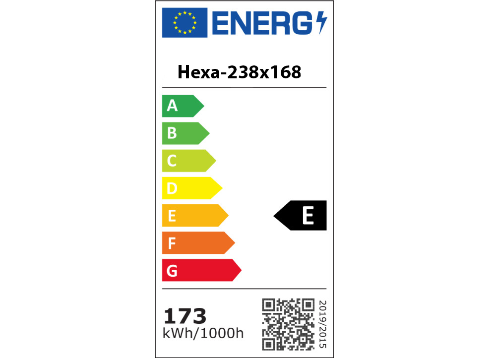 LED svetlo hexagon - 238x168 cm - energetický štítok
