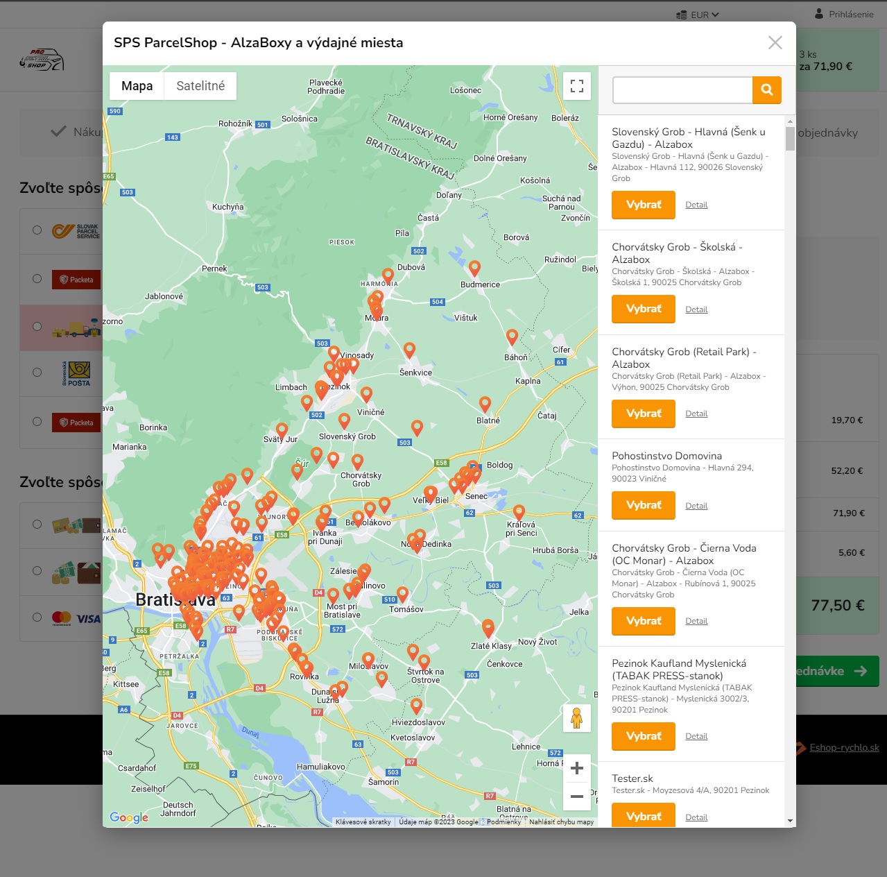 Widget SPS ParcelShop - AlzaBoxy a výdajné miesta
